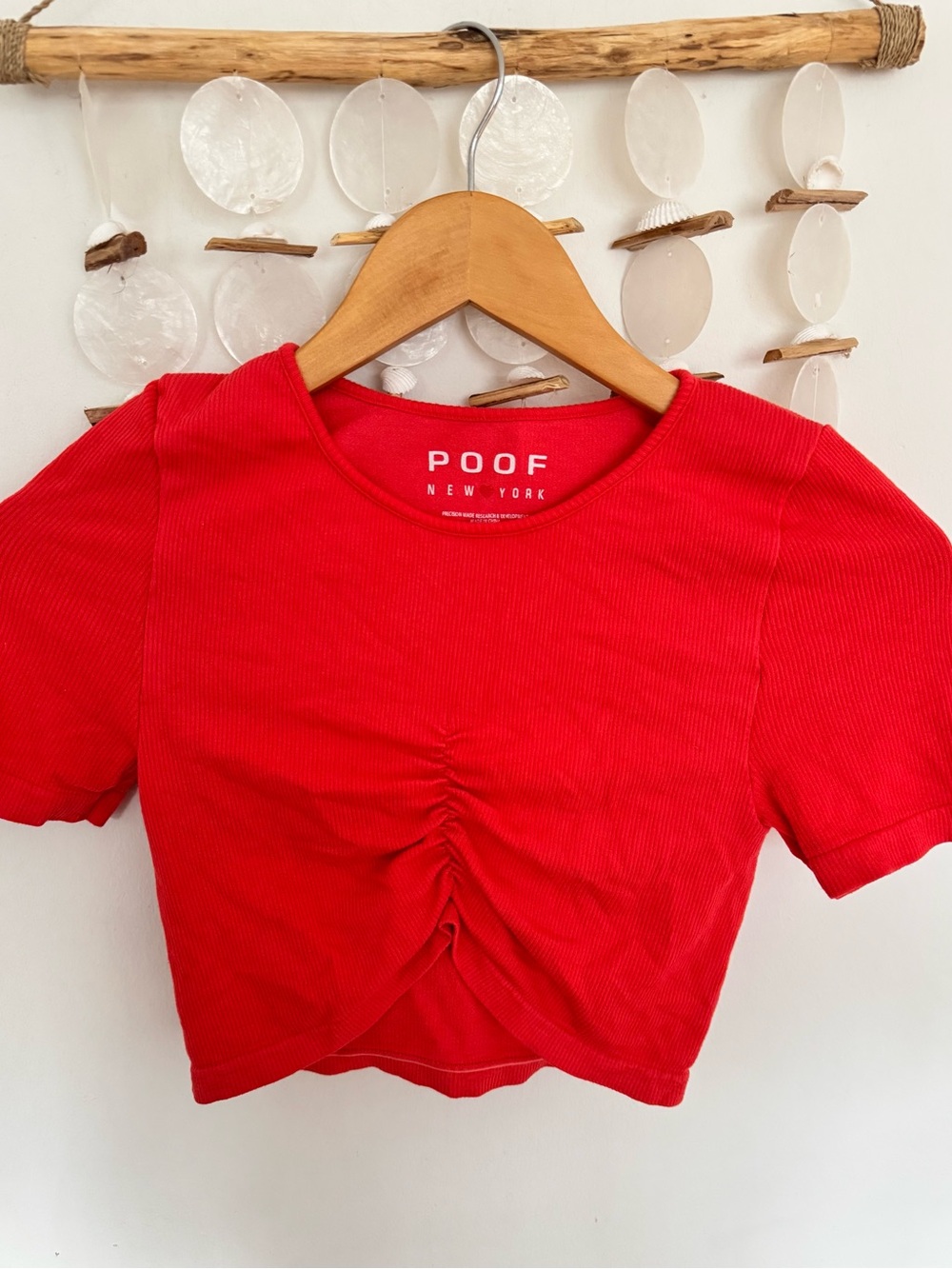 Poof! Ruched Short Sleeve Crop Top